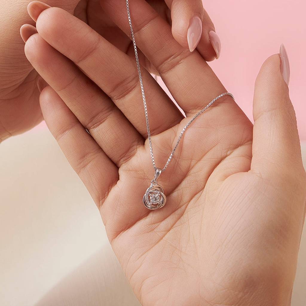 Zavya Love And Bloom X Radiant Reflections 925 Silver Rhodium Plated Pendant With Chain : PEN-30009-C-R-FLoral