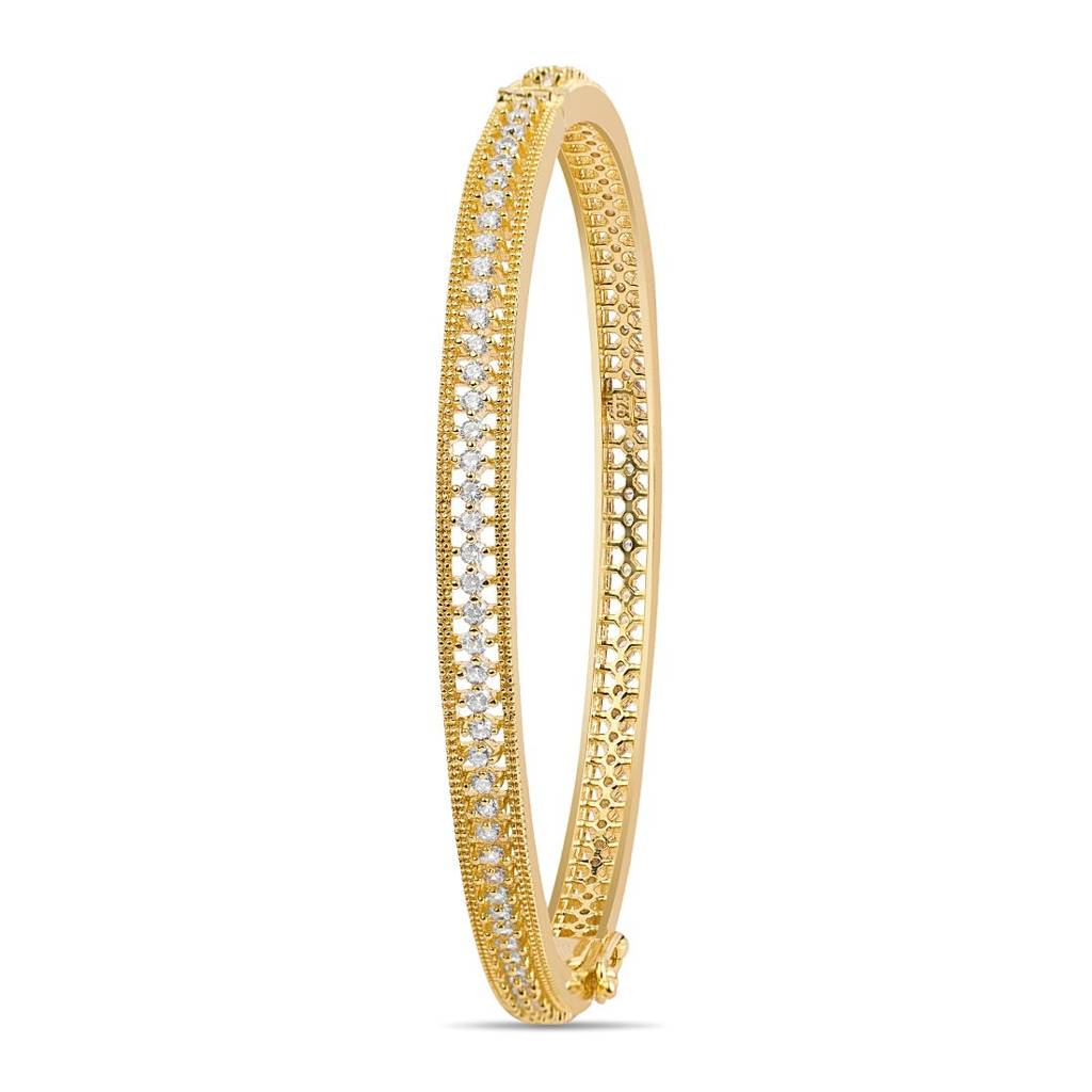 Golden Glow Gold Plated 925 Sterling Silver Bangles : BA-90020-PAIR-2-6-G