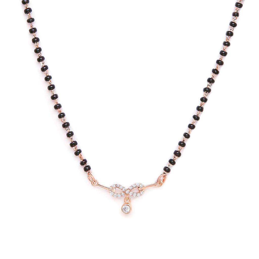 Infinity Cz Rose Gold Plated 925 Sterling Silver Mangalsutra : MGS-10015-C