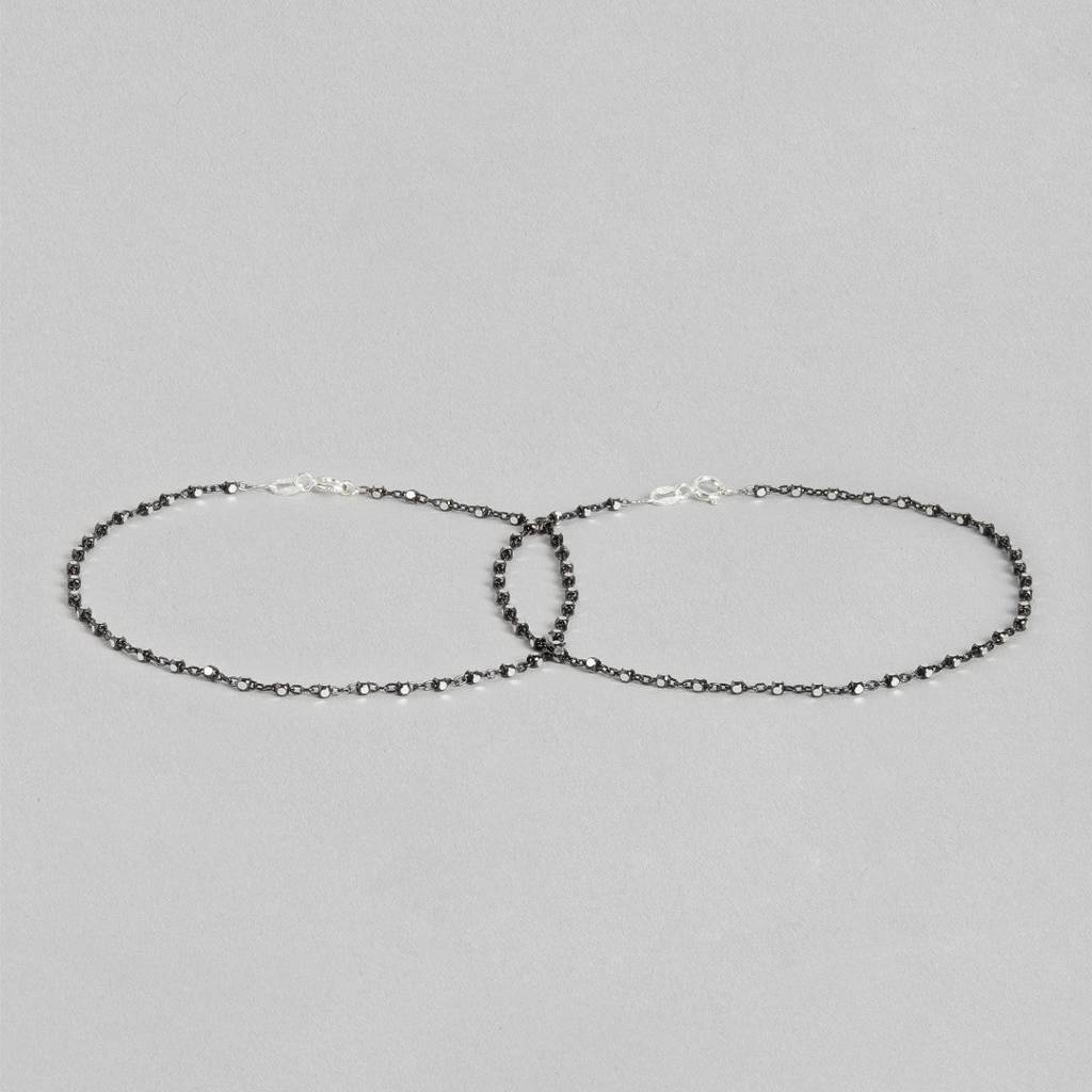Dice-Chain-Lock 925 Sterling Silver Anklet : ANK-60073-PAIR
