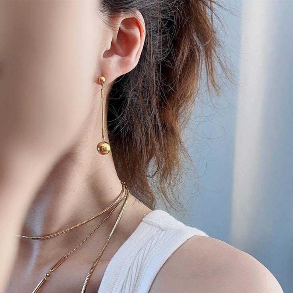 Bead Wire Dangle Drop Earring : ER_SS_BeadWire_gld