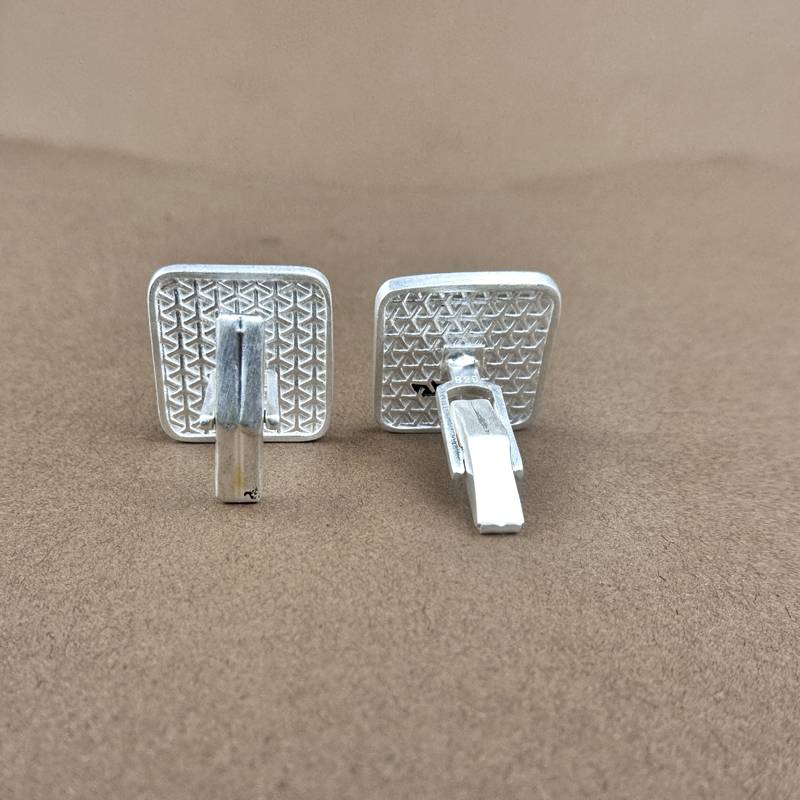 925 Pure Silver Men'S Square Carved Cufflinks | Silver Cuff Link : CUF1002