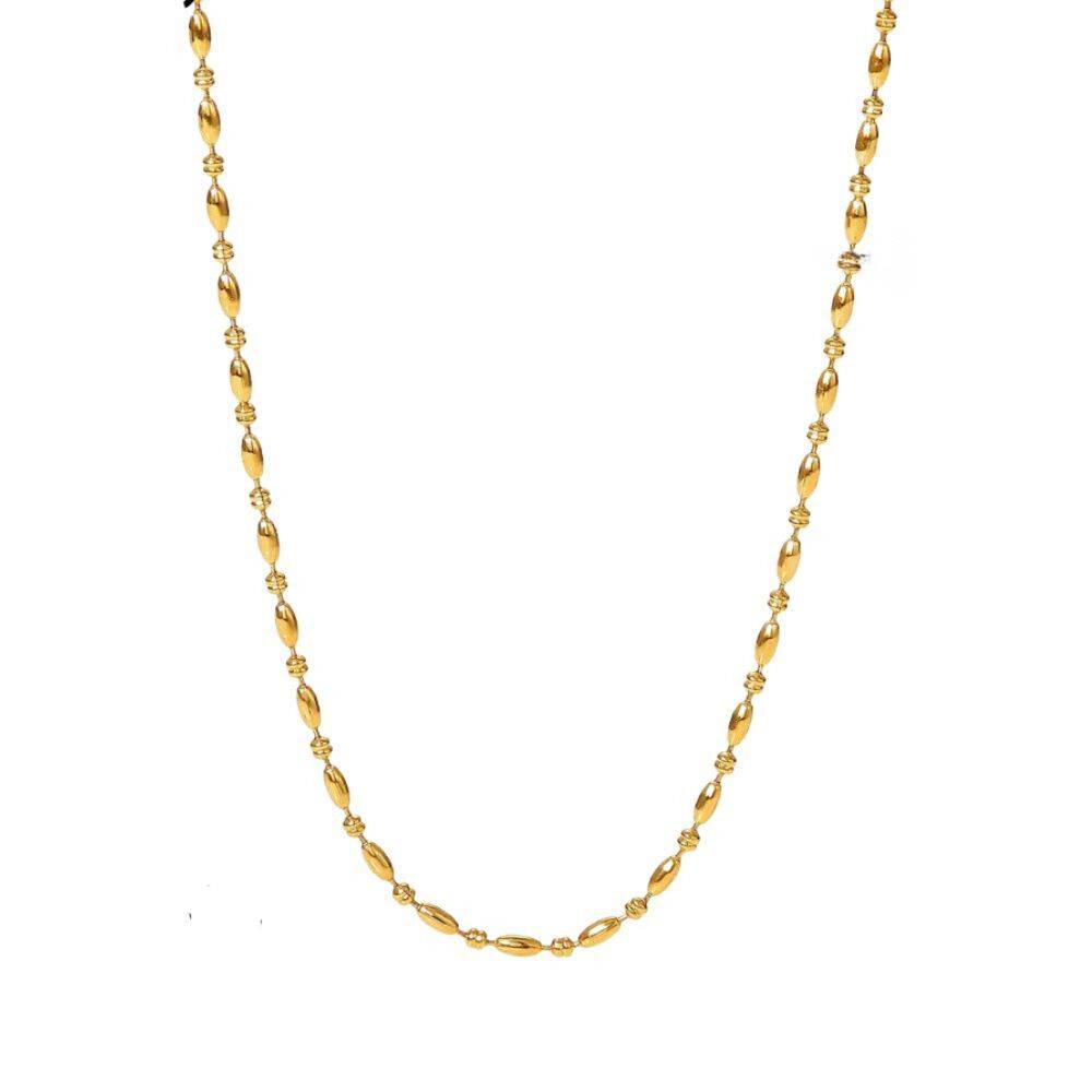 18Kt Gold Plated Beaded Ball Chain Necklace, Lydia : INLYDIA
