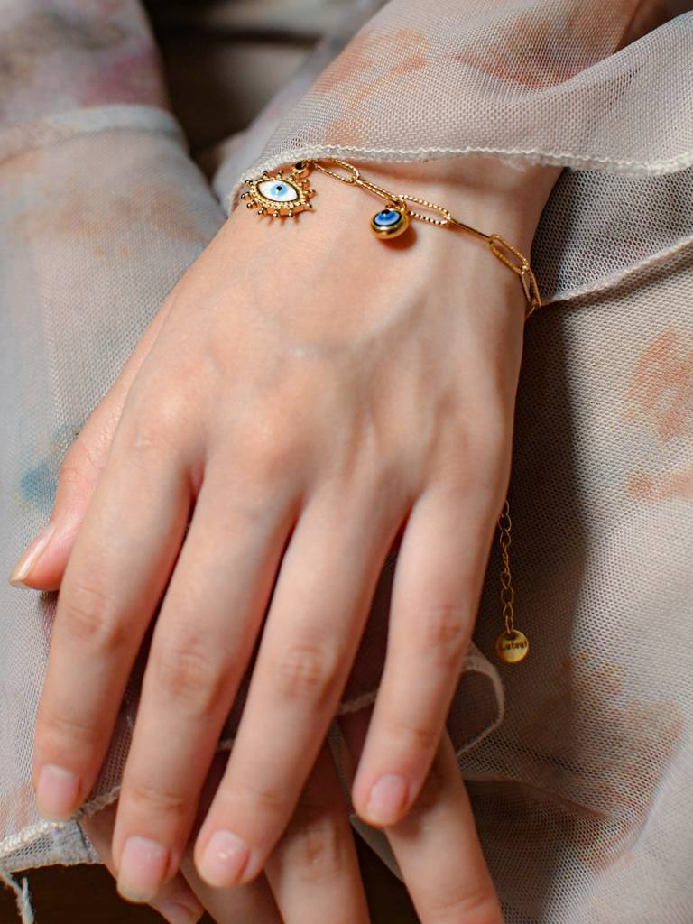 Evil Eye Gold Bracelet Â Anti-Tarnish, Adjustable & Waterproof : ATCB585EECCB