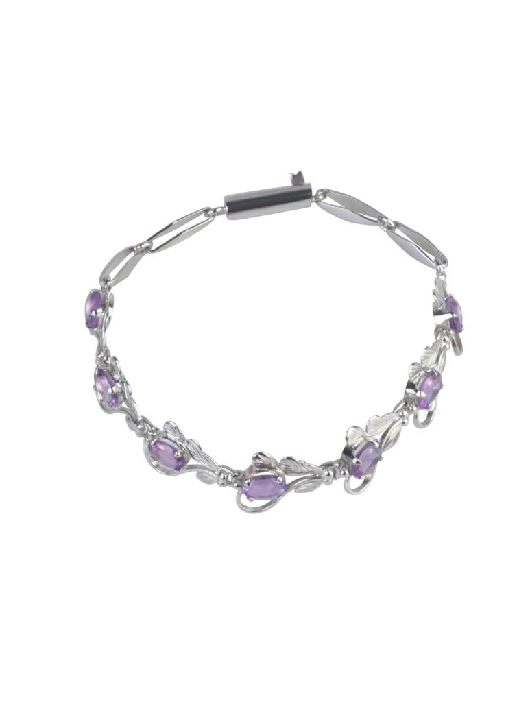 925 Sterling Silver Amethyst Bracelet For Women | Gemstone Bracelet | Handmade Silver Jewelry | Elegant Daily Wear G : FU-1140