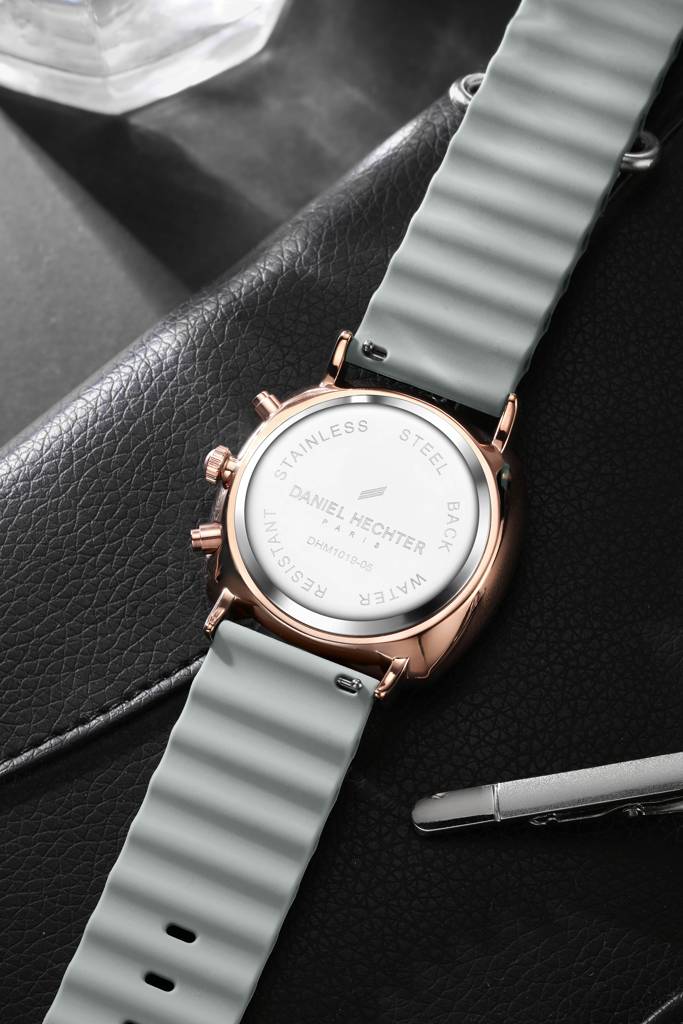 Daniel Hechter Paris Cluny Collection Multifunction Watch For Men With Round Dial, Date Display And Wavy Pattern  : DHM1019-05