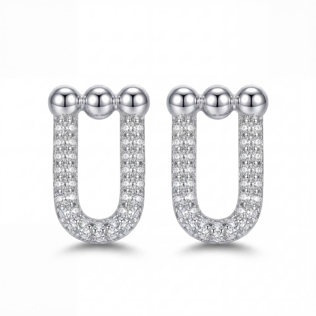 Korean Minimalist U-Link Stud Earrings : YUFSER251