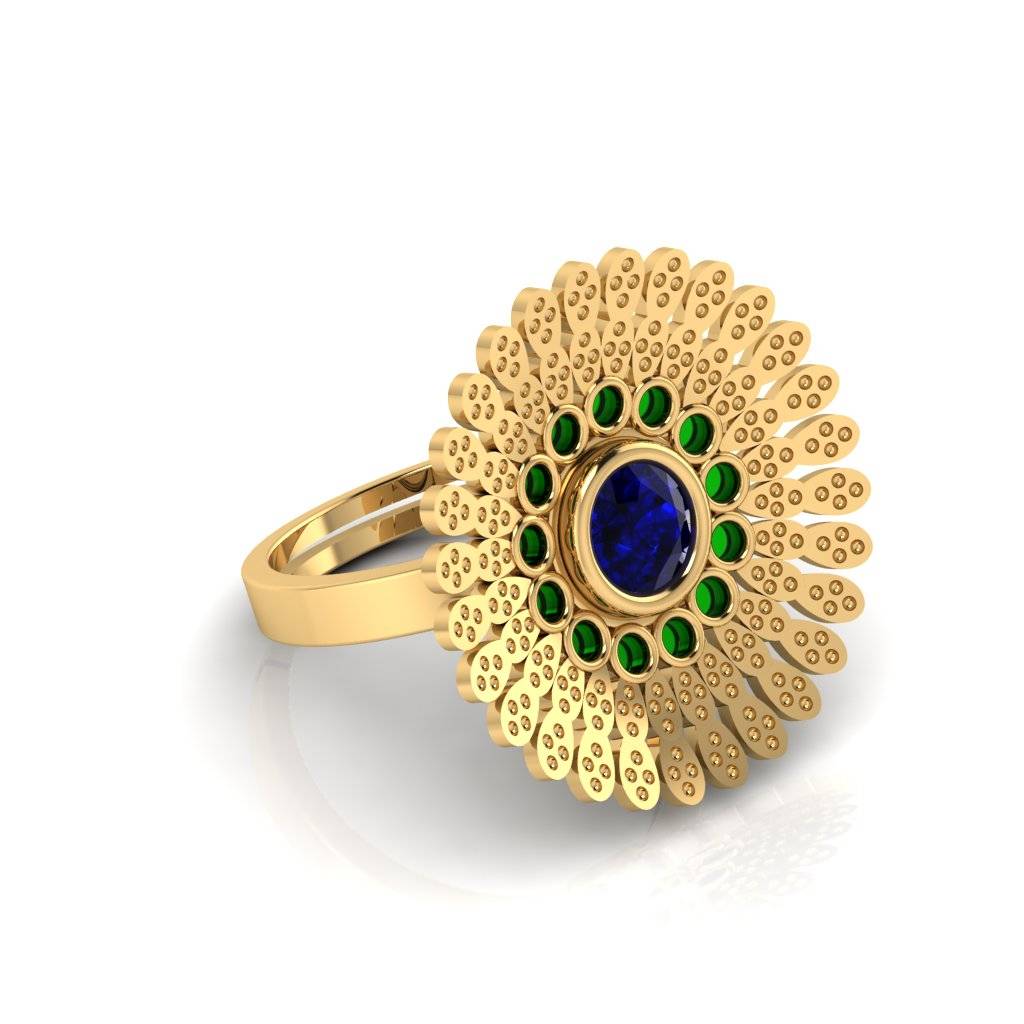 Silver Blue Sapphire Flower Ring