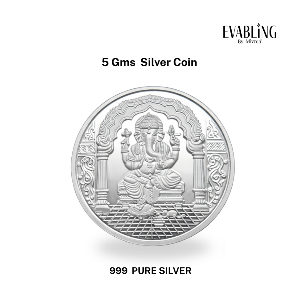 5 Gms Ganesha 999 Pure Silver Coin : SCG-5