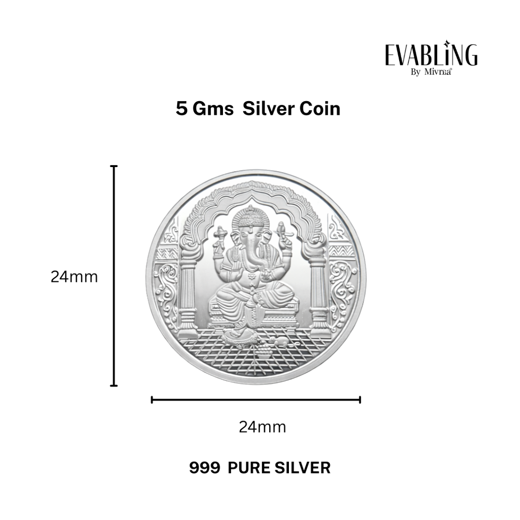 5 Gms Ganesha 999 Pure Silver Coin : SCG-5