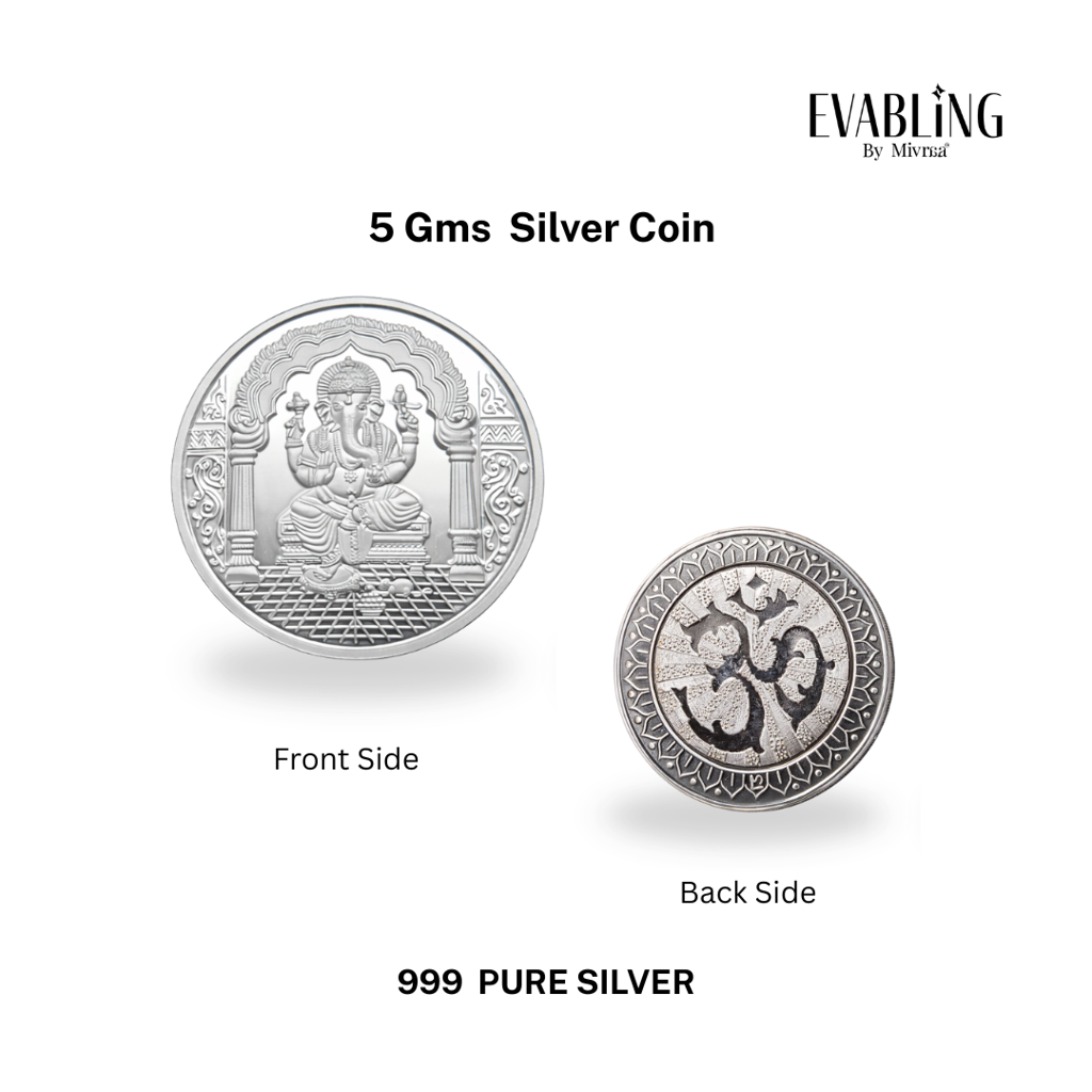 5 Gms Ganesha 999 Pure Silver Coin : SCG-5