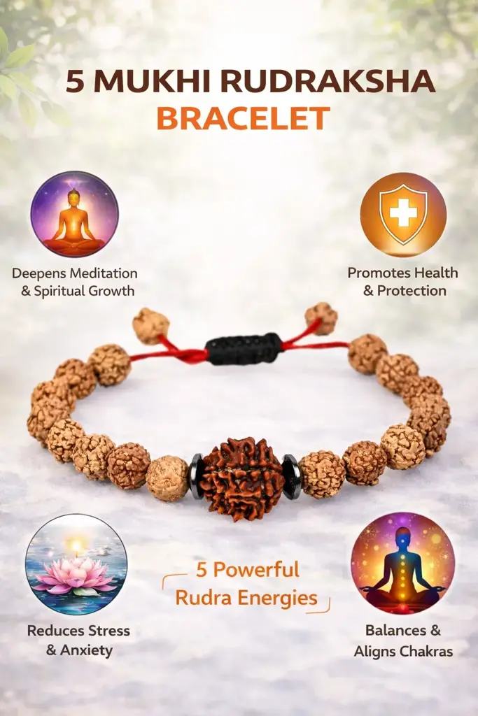 5 Mukhi Rudraksha Healing Gemstone Bracelet : 5MUKHI-RUDRAKSHA-BRACELET