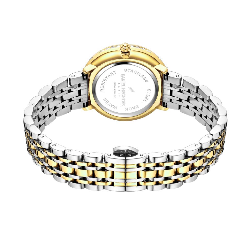Daniel Hechter Paris Palais-Royal Collection Unique Analoge Watch For Women Withdiamond Cut Glass Dial And Stainl : DHW2003-55