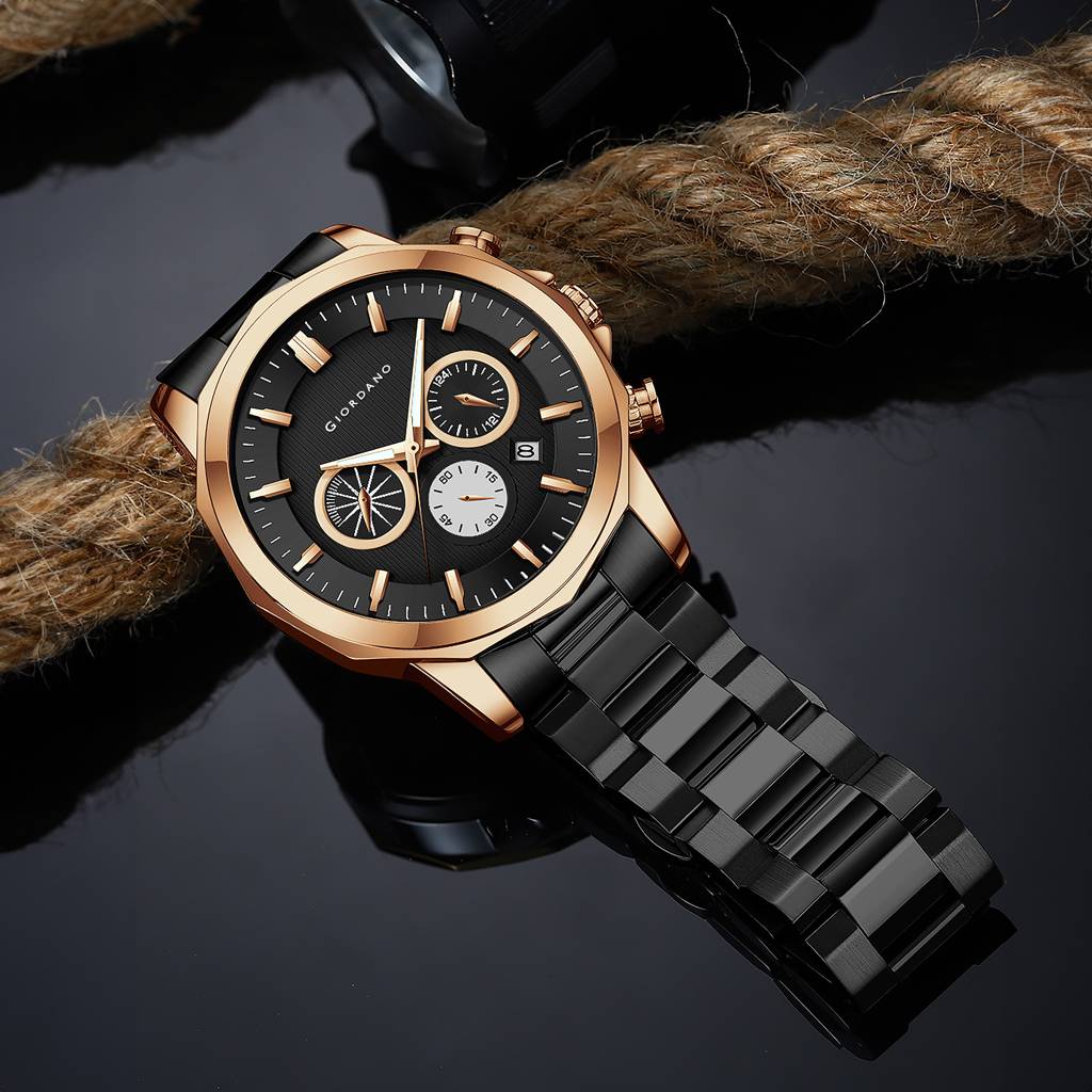 Giordano Multi-Function Analog Watch For Men With Textured Dial, Classic Stainless Steel Strap And Date Function : GZ-50036-33