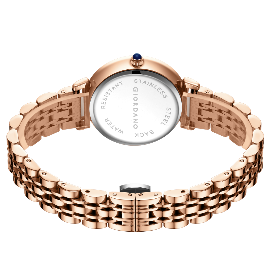 Giordano Luxury Watch For Women Â Round Diamond Cut Glass Dial, Elegant Stainless Steel Strap With Quartz Move : GZ-60092-11