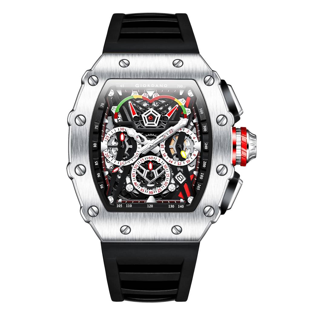 Giordano Multifunction Watch For Men With Day, Date, And 24-Hour Sub-Dial, Water Resistant Square Dial Unique De : GZ-50120-03