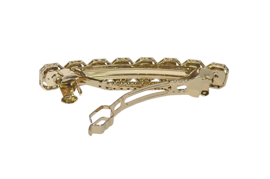 Classy Round And Square Shape Antique Gold Plated Cz And Uncut Kundan Stone 1 Hair Clip For Women And Girls : 6HC99_RUBY