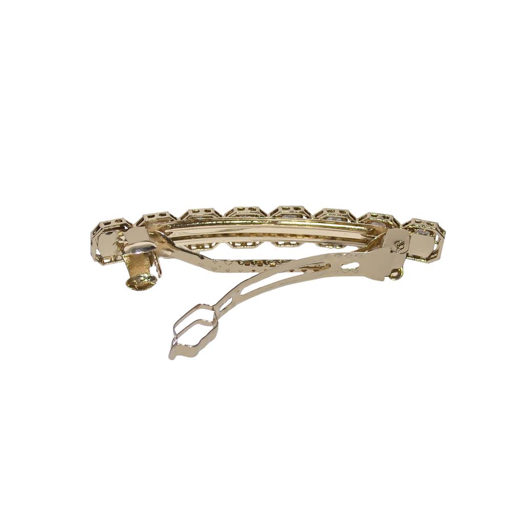 Classy Round And Square Shape Antique Gold Plated Cz And Uncut Kundan Stone 1 Hair Clip For Women And Girls : 6HC99_WHITE