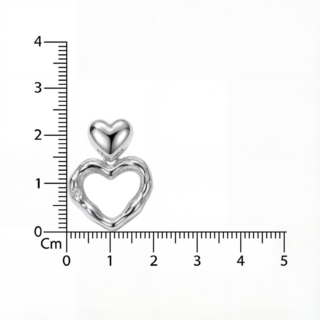 Korean Abstract Double Heart Dangles : YUFSER267