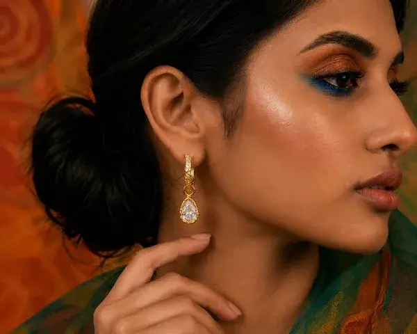 Teardrop Crystal Hoop Earrings : AWE-436