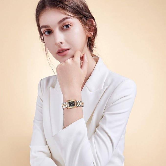 Daniel Hechter Jussieu Collection Luxury Square Watch For Women Â Rose Gold Jeweled Case With Diamond Accents A : DHW2013-11