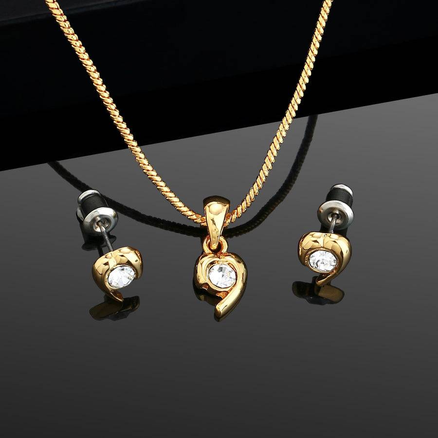 Estele Gold Plated Elegant Pendant Set With Crystals For Women : 6116NKER