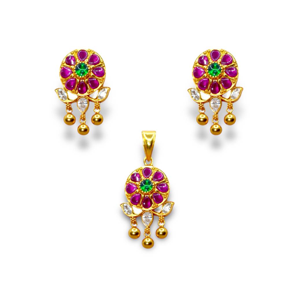 Radiant Ruby Glow Pendant Set : 612