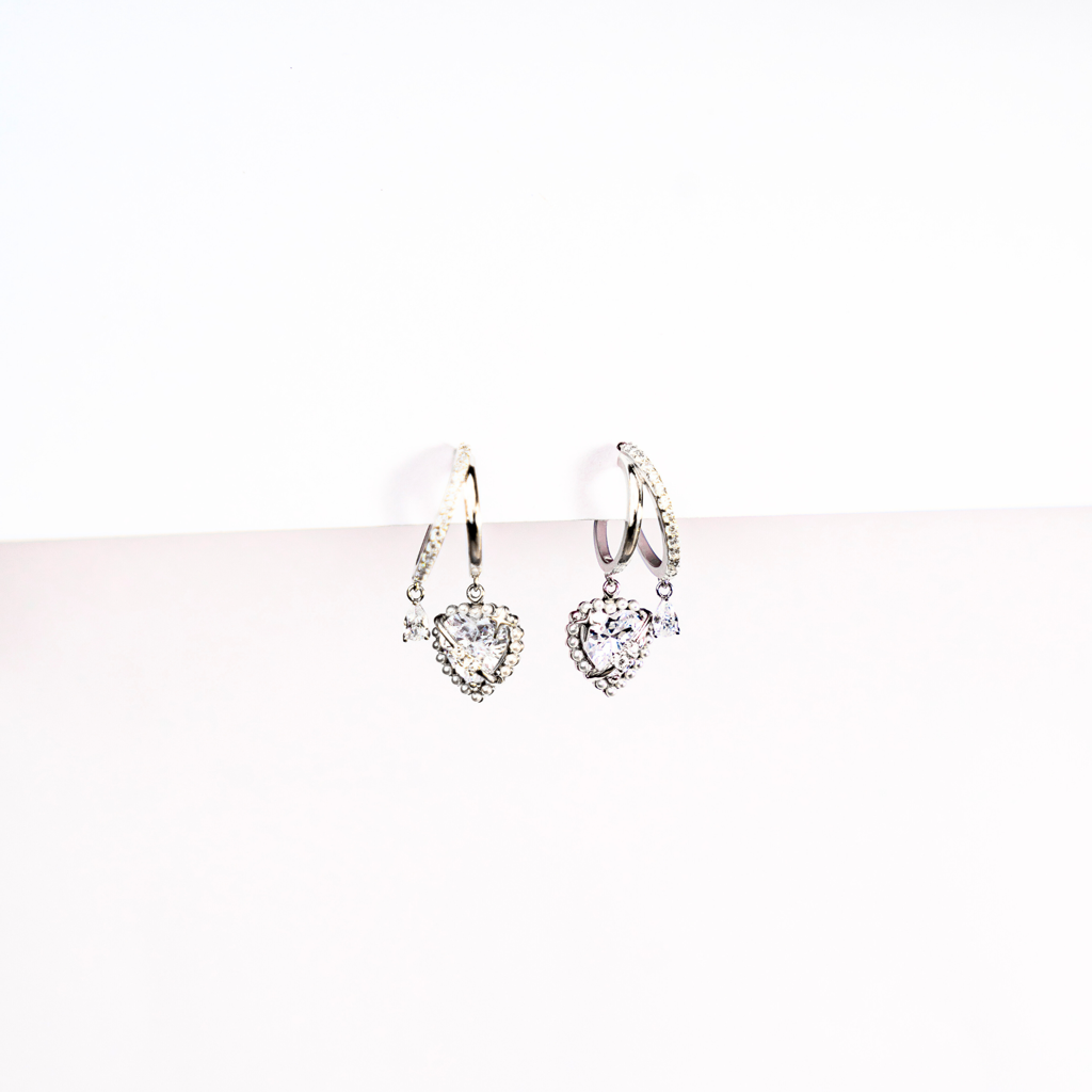 Heartfelt: 925 Sterling Silver Heart Hoops For Women : 61EA