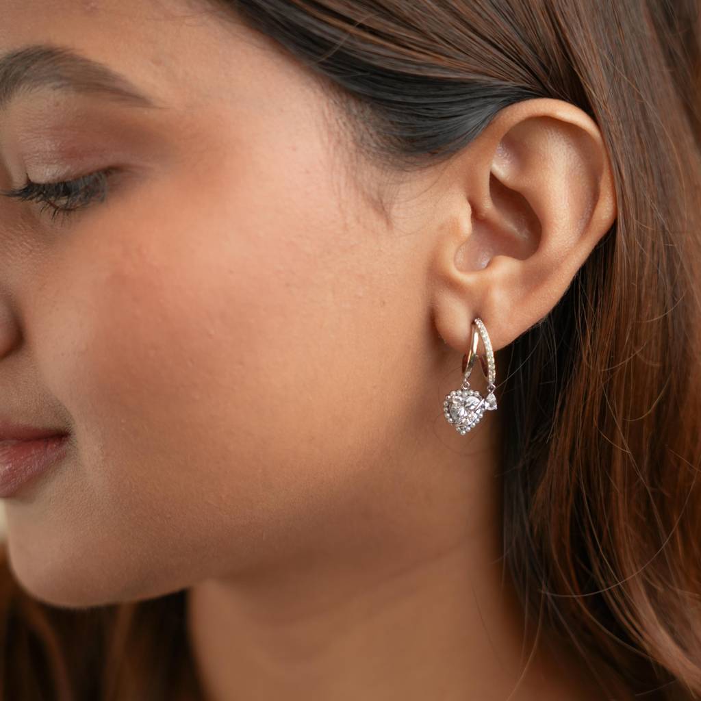 Heartfelt: 925 Sterling Silver Heart Hoops For Women : 61EA