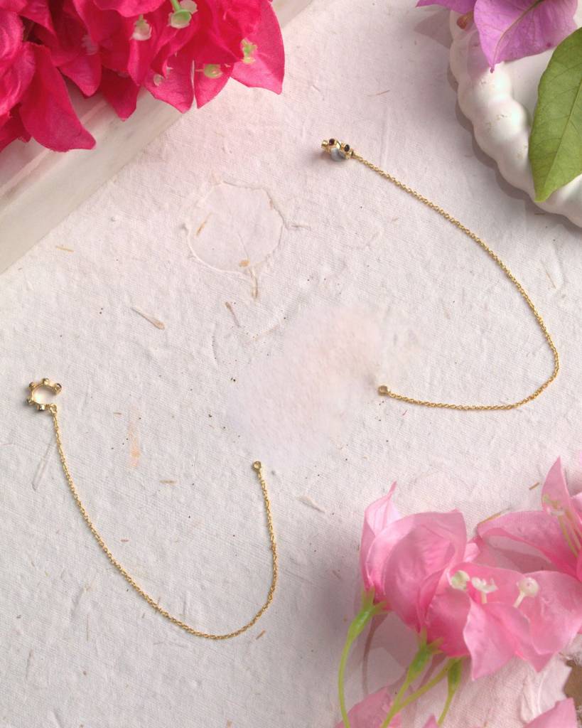 Zoya Flower Studs + Anvi Amethyst Earcuff Gift Set : EBZFS-AC