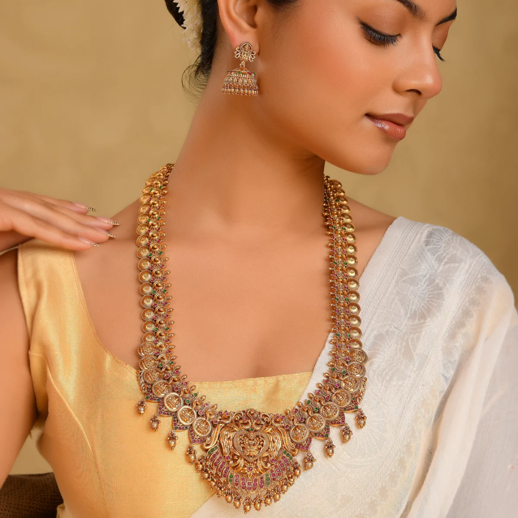 Manjusha Long Necklace Set – 1 Gram Gold Plated Temple Jewellery : K-1315