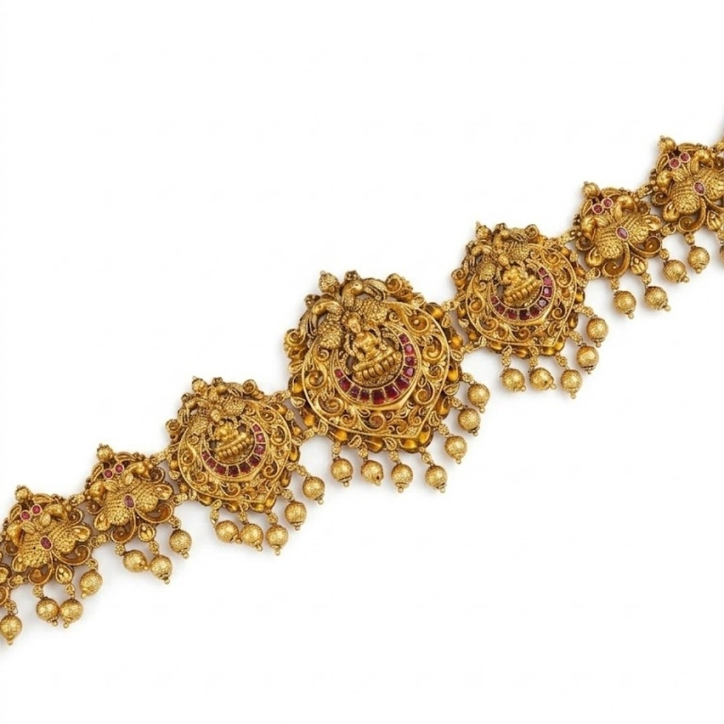 Trideva Kamarpatta – 1 Gram Gold Plated Laxmi Waist Belt : V-1280