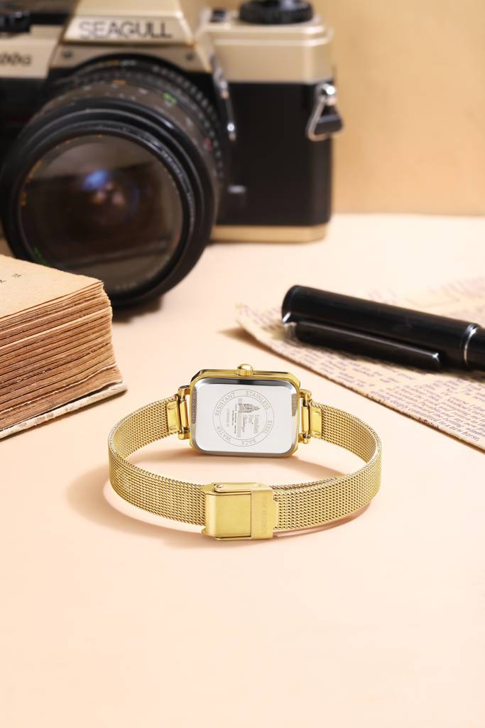 Victoria Collection Analog Quartz Watch For Women With Mesh Strap, Rectangular Metal Case And Mineral Glass : LFW20006-33
