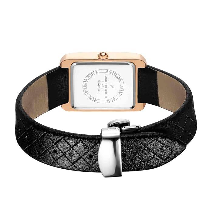 Daniel Hechter Jussieu Collection Luxury Square Watch For Women Â Rose Gold Jeweled Case With Diamond Accents A : DHW2013-01