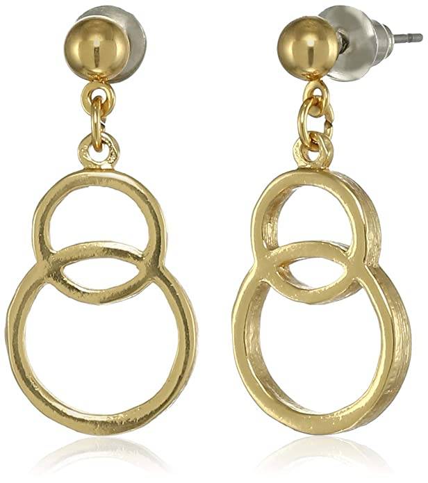 Estele Gold Plated Heart Stud And Circle Drop Earrings For Girls & Women (Combo Of 2) : COMBO-113ER