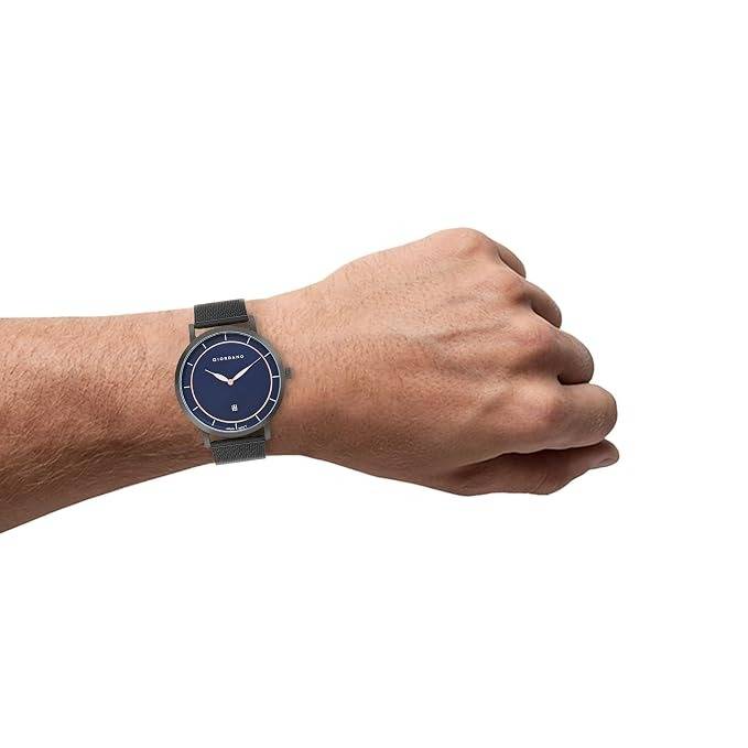 Casual Wrist Watch For Men Mesh Metal Strap Round Dial| 2 Hand Mechanism With Date Analog Watch - Gz-50054 : GZ-50054-22