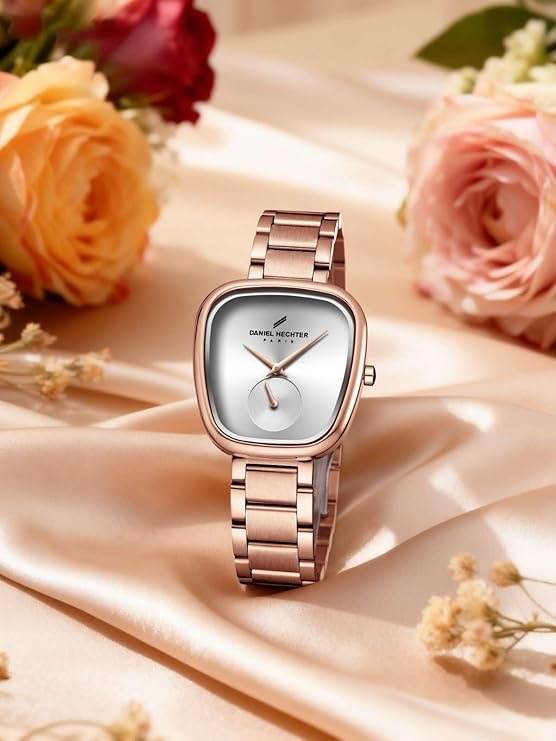 Daniel Hechter Madeleine Collection Luxury Watch For Women - Oval Shaped Gloss Dial With Sub Second And Stainless : DHW2014-44