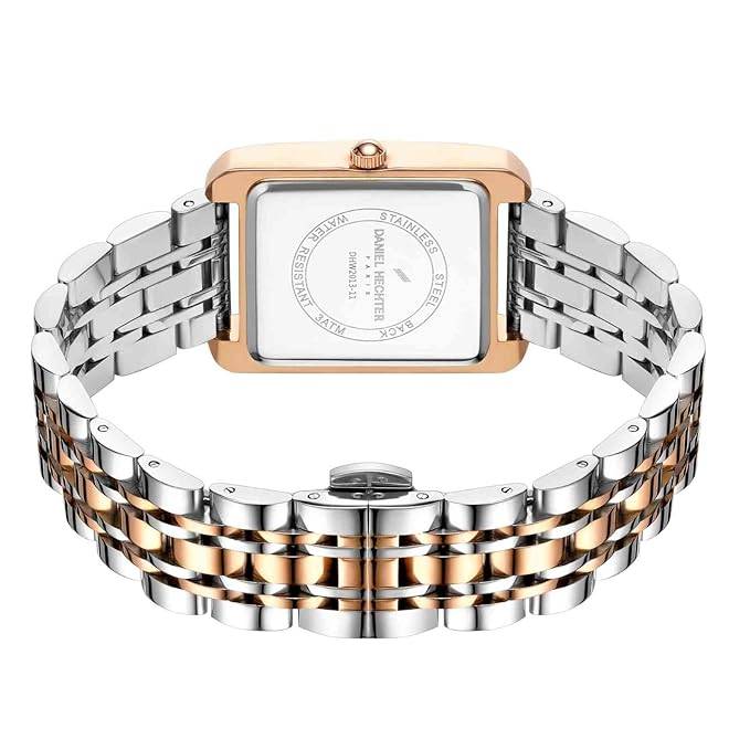 Daniel Hechter Jussieu Collection Luxury Square Watch For Women Â Rose Gold Jeweled Case With Diamond Accents A : DHW2013-11