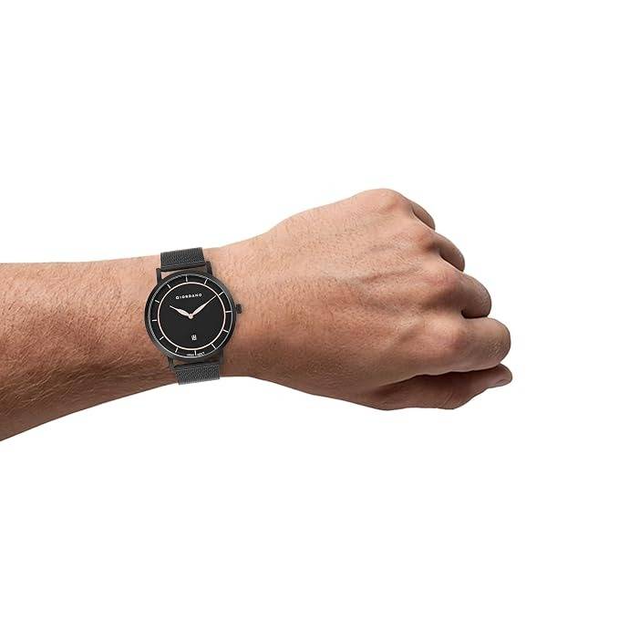Casual Wrist Watch For Men Mesh Metal Strap Round Dial| 2 Hand Mechanism With Date Analog Watch - Gz-50054 : GZ-50054-33