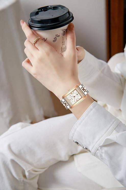 Daniel Hechter Jussieu Collection Luxury Square Watch For Women Â Rose Gold Jeweled Case With Diamond Accents A : DHW2013-22