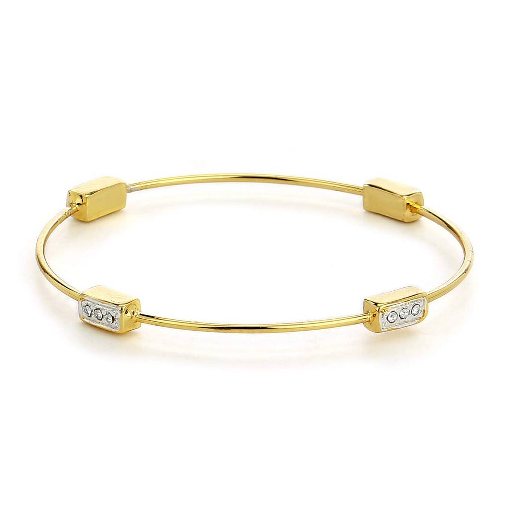Estele Gold Plated Combo Pendant Set, Bracelet, Ring With White Crystal For Women : Combo-124NKERBRRN