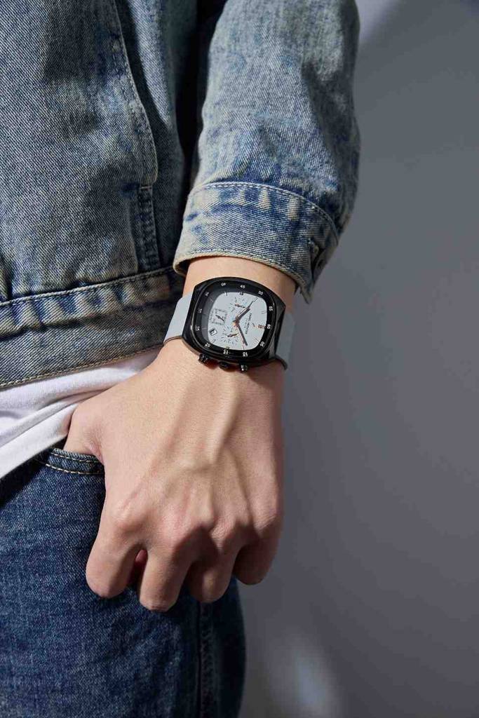 Daniel Hechter Paris Bercy Collection Modern Multi Functional Watch For Men With Square Dial And Silicon Band-Dhm : DHM1001-08