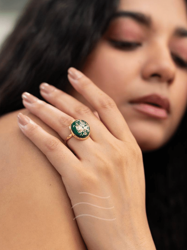 Jade Flower Ring Unisex : LA-JMFR-02