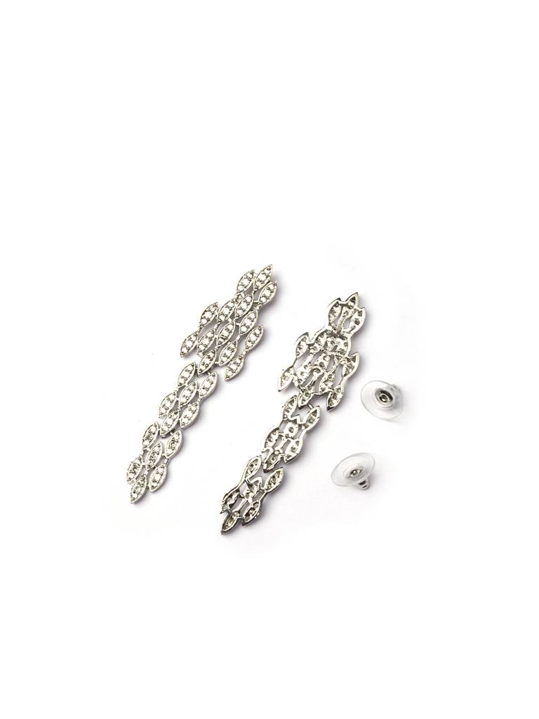 Silver Plated American Diamond Necklace Set : AD144