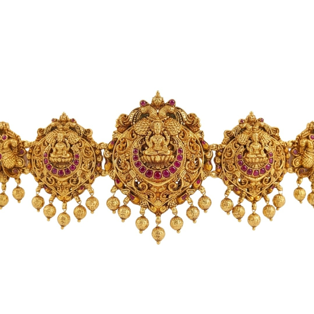 Trideva Kamarpatta – 1 Gram Gold Plated Laxmi Waist Belt : V-1280