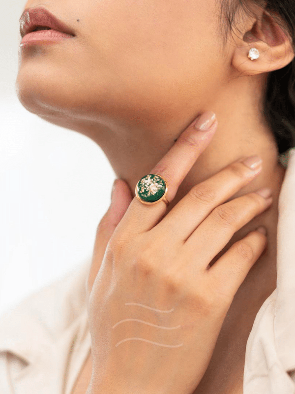 Jade Flower Ring Unisex : LA-JMFR-02