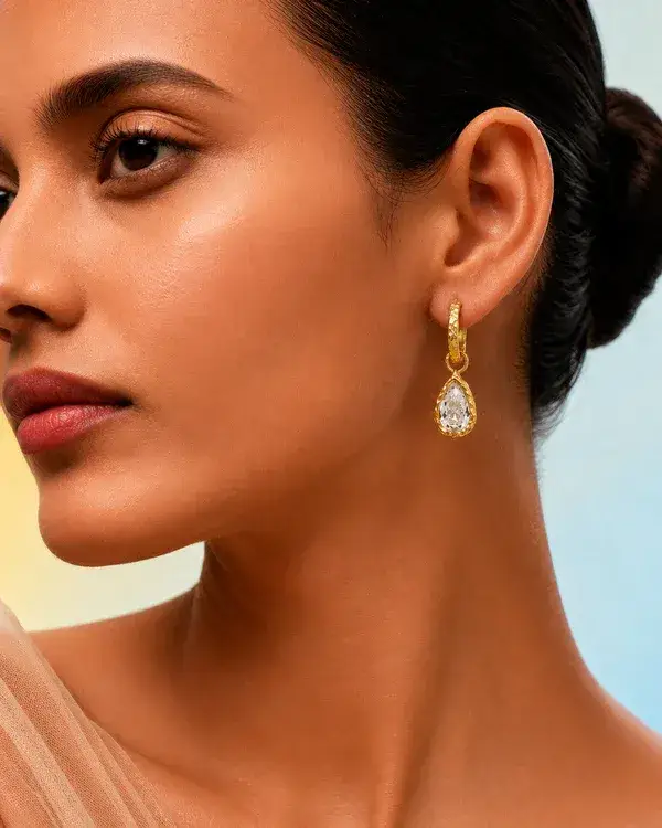 Teardrop Crystal Hoop Earrings : AWE-436