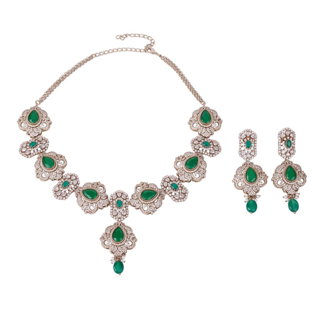 Lavish Oval And Flower Design Uncut Kundan Stone Gold Plated Brass Choker Necklace Set For Women And Girls : 64NS110