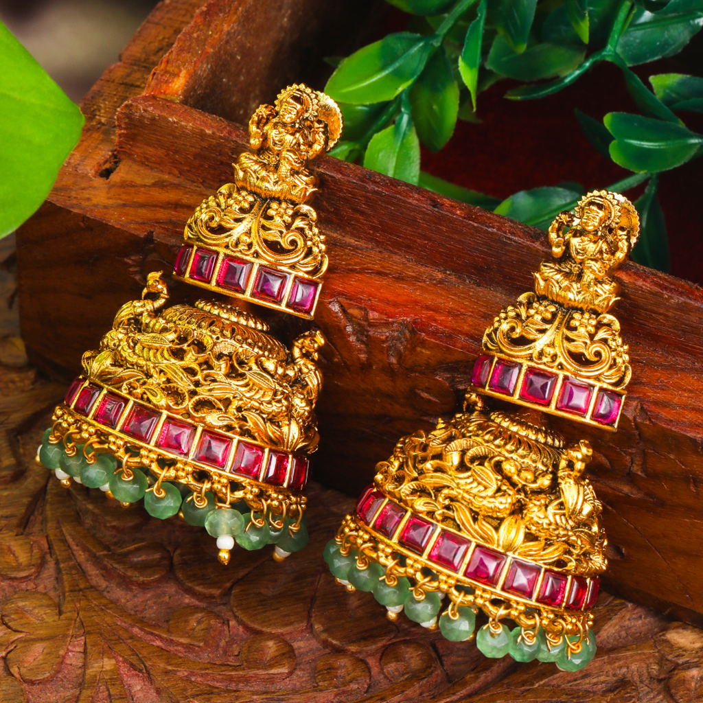 Traditional Gold Plated Temple Jhumka | 1 Gram Jewellery : R-1664