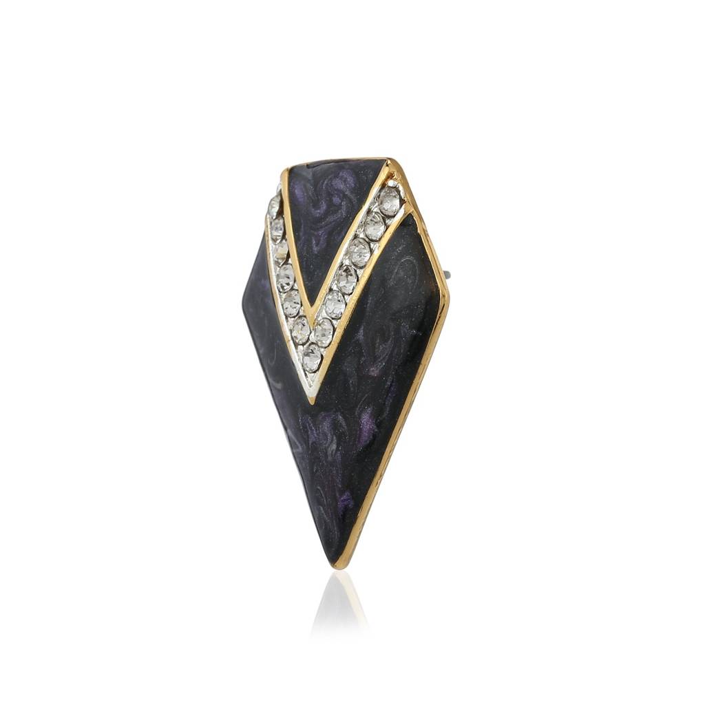 Estele Gold Plated Enamel And White Crystal Stud Earring For Women : 671702ER